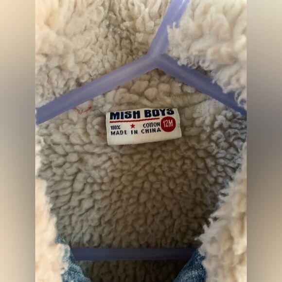 Mish Jeans Mish Boys Faux Fur Lined Denim Jacket Size 12MOS - Picture 2 of 9